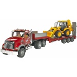 Mack Granite Flatbed Truck with JCB Loader Backhoe by Bruder