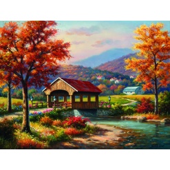 Covered Bridge in Fall Puzzle by Sunsout