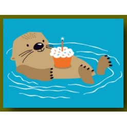 Happy Birthday Otter with Cupcake Card by Great Arrow Graphics