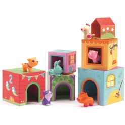 Nesting Block Tower With Animals by Djeco