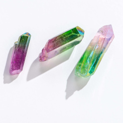 Pink Green Ombre Quartz Crystal Points by GeoCentral
