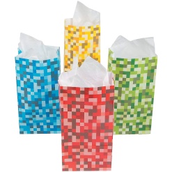 Pixel Pattern Party Bags Pack of 12 by Fun Express