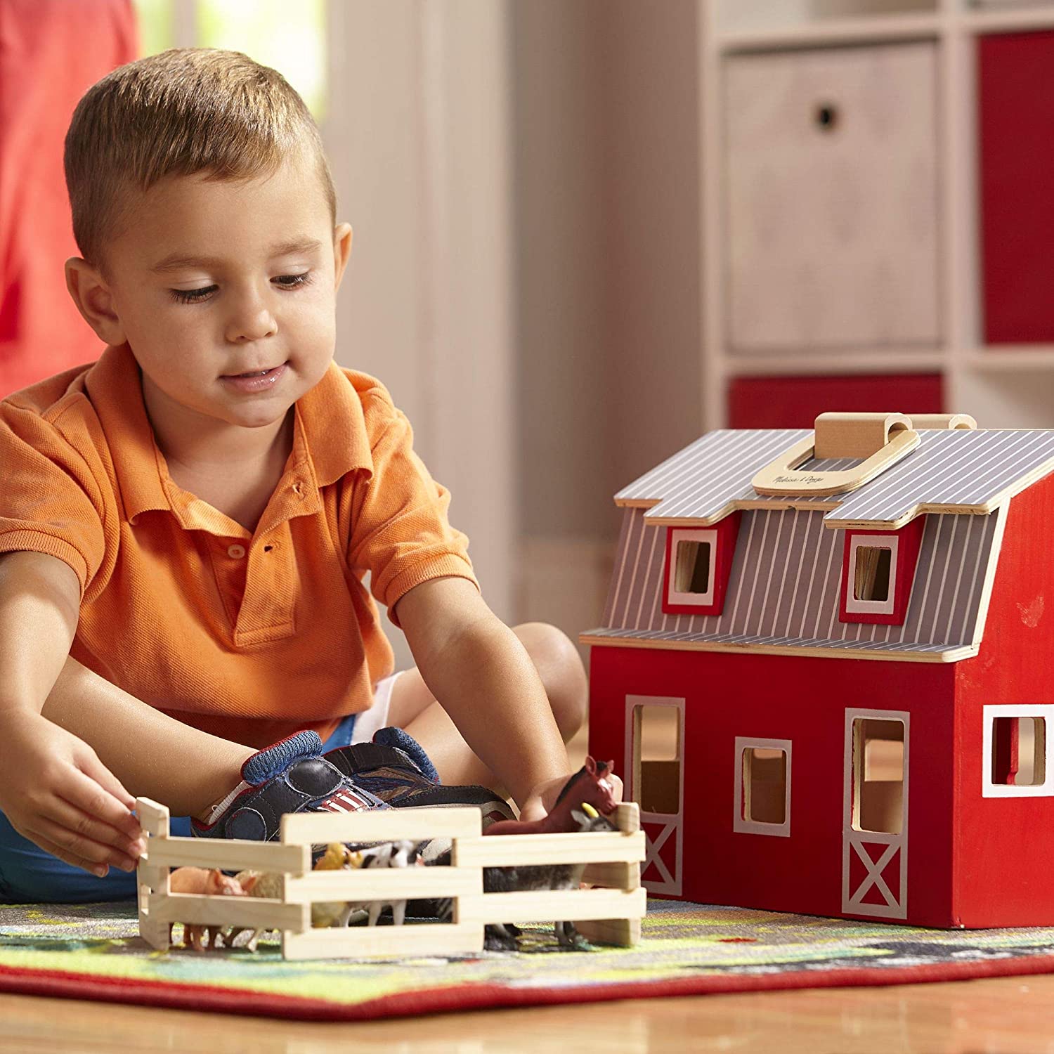 Wooden Fold Go Barn by Melissa Doug 4