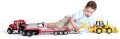 Mack Granite Flatbed Truck with JCB Loader Backhoe by Bruder 4