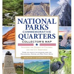 National Parks Commemorative Quarters Collectors Map 2010 2021 by Peter Pauper Press