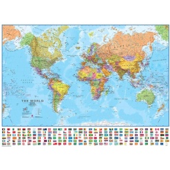 World With Flags Laminated Map by Round World