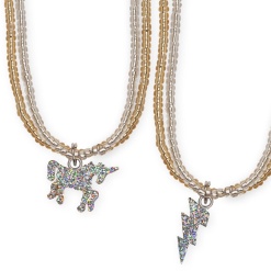 Glitter Necklace Unicorn or Lighting Bolt by Great Pretenders