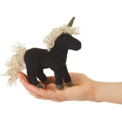 Mini Black Unicorn Finger Puppet by Folkmanis
