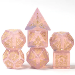 Pink Opalite Stone RPG Dice Set by Foam Brain Games