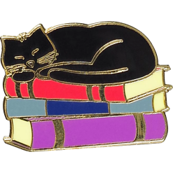 Cat with Books Enamel Pin by Peter Pauper Press