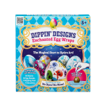 Egg art kit with crazy cool designs being dipped in water