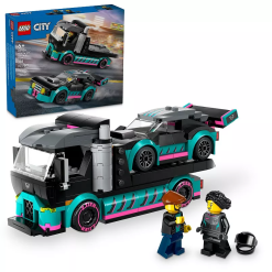 City Race Car and Car Carrier Truck-by-Lego