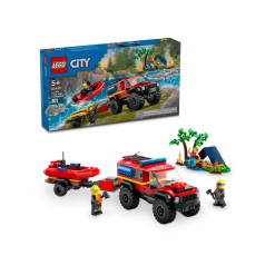 City 4x4 Fire Truck with Rescue Boat-by-Lego