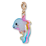 Gold Glitter Tie-Dye Dolphin Charm - Image 2