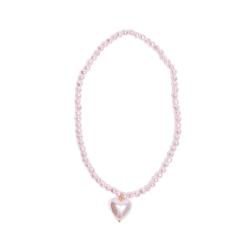 Pink Pearl Heart Necklace-by-Great Pretenders