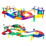 PicassoTiles Magnetic Tiles Race Track with LED Cars - Image 2