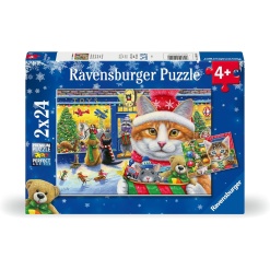 Christmas Kitties 2 x 24pc Puzzle Set-by-Ravensburger
