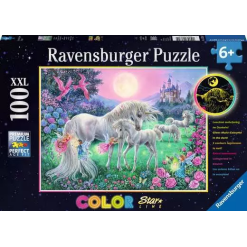 Unicorns in the Moonlight 100pc Glow Puzzle-by-Ravensburger
