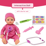 Interactive 16” Baby Doll Toy Doctor Kit with Light Up Heartbeat Sound Stethoscope - Image 2