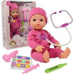 Interactive 16” Baby Doll Toy Doctor Kit with Light Up Heartbeat Sound Stethoscope-by-New York Doll