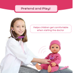 Interactive 16” Baby Doll Toy Doctor Kit with Light Up Heartbeat Sound Stethoscope - Image 3