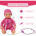 Interactive 16” Baby Doll Toy Doctor Kit with Light Up Heartbeat Sound Stethoscope - Image 4