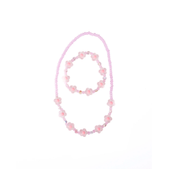 Pink Crystal Blooms Necklace & Bracelet Set-by-Great Pretenders